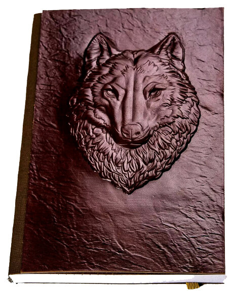 Блокнот для записей "Волк" кожа (3D)