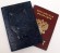 Обложка для паспорта "Хипстер Вест" кожа (3D) цвет синий