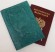 Обложка для паспорта "Хипстер Вест" кожа (3D) цвет бирюза