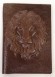 Обложка для паспорта "Хищник Лев" кожа (3D) цвет коричневый