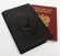 Обложка для паспорта "Хищник Волк" кожа (3D) цвет чёрный