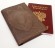Обложка для паспорта "Хищник Волк" кожа (3D) цвет коричневый