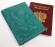 Обложка для паспорта "Хипстер Мастер Тигрица" кожа (3D) цвет бирюза